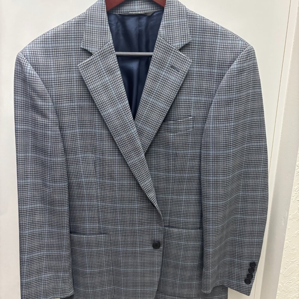 Nordstrom Men’s Shop Tailored Blazer 42S Blue Check Sport Coat